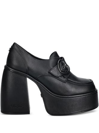Buffalo 125mm Heart buckle platform pumps - women - Polyurethane/Polyurethane/Rubber - 37 - Black