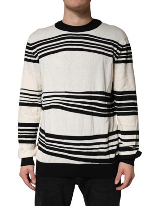 Dolce & Gabbana Mens Striped Wool Crew Neck Sweater Multicolor