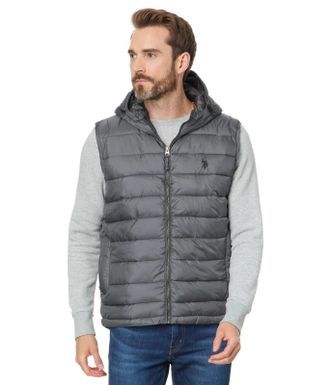 U.S.Polo Association U. S. Polo Assn. Channel Puffer Vest Mens Castle Rock Hooded Full Zip FROG750