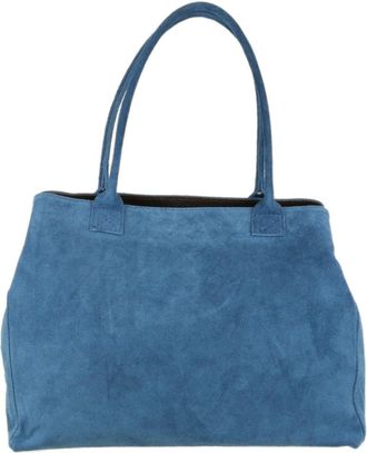 Girly HandBags Womens Expandable Italian Suede Leather Shoulder Bag (Denim)