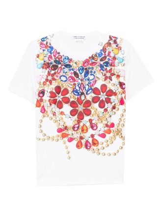 Comme Des Gar&ccedil;ons all-over graphic print T-shirt - women - Polyester - S - White
