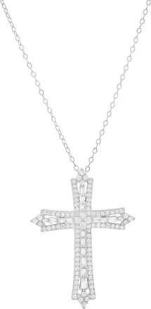 Queen Jewels Art Deco Cubic Zirconia Cross Pendant Necklace in Silver at Nordstrom Rack