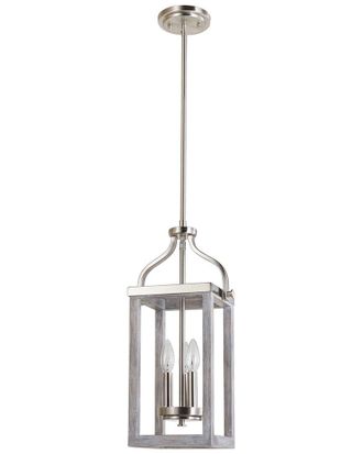 Eglo Eglo Westbury 3 Light Open Frame Pendant With Brushed Nickel & Painted Grey Driftwood Effect Finish