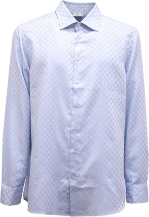 Etro Katoenen overhemd - Heren - Zakelijke Overhemden - Blauw - XL - Katoen - Overhemden