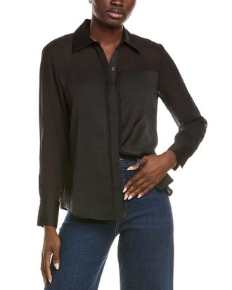 Kenneth Cole Sheer Button Top