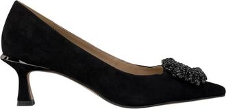 Alma En Pena Square Rhinestone Clasp Pump - Dames - Pumps - Zwart - 40 EU - Leer - Schoenen