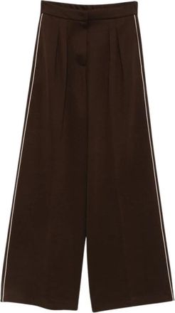 Max Mara Sponda Wijde Broek - Dames - Wijde Broeken - Bruin - M - Wol - Broeken
