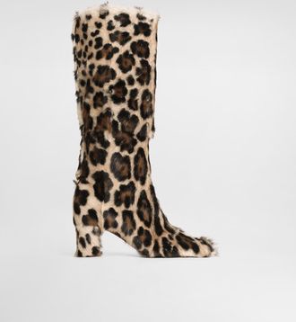 Dolce & Gabbana Leo Kid Leather Boots - Woman Boots And Booties Brown 37.5