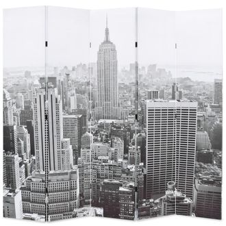 Berkfield Home Folding Room Divider 200x170 cm New York by Day Black & White