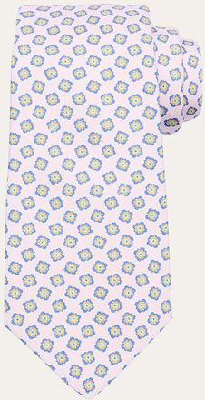 Kiton Mens Square Flowers Silk and Linen Tie