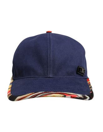 Dolce & Gabbana Mens Baseball Cap Printed Brim - Dark Blue Cotton - One Size