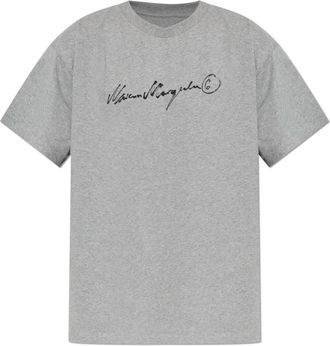 Maison Margiela T-shirt met logoprint - Heren - T-shirts - Grijs - XL - Katoen - Tops