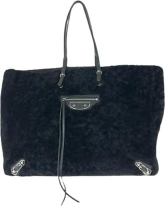 Balenciaga Pre-owned Tote Bags, female, Black, Size: ONE SIZE Pre-owned Papier Leather Tote Bag