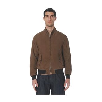 The Jack Leathers Su&egrave;de Jas met Geribbelde Katoenen Manchetten - Heren - Bomber jackets - Bruin - L - Katoen - Jassen