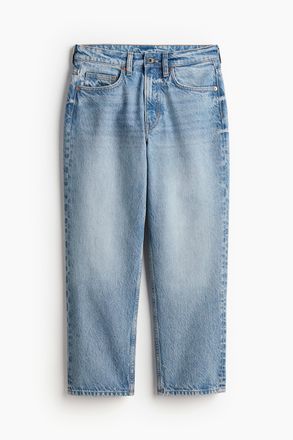 H&M Straight High Cropped Jeans - Helles Denimblau