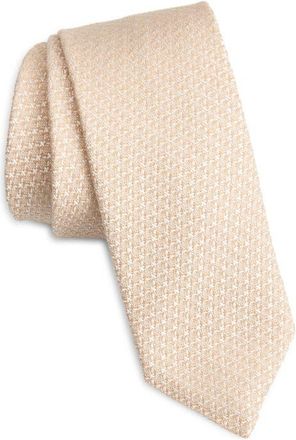 BOSS Cotton & Silk Tie in Light Beige at Nordstrom