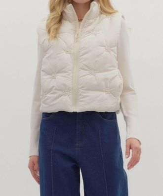 Entro Quilted Puffer Vest In Cream