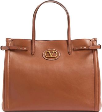 Valentino Tassen, Dames, Bruin, ONE Size, Leer, Medium Antibes Tote