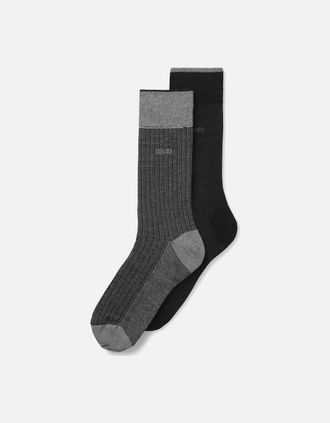 HUGO BOSS Mens 2 Pack of Regular Length Socks - Black - Size: 10/10.5/11