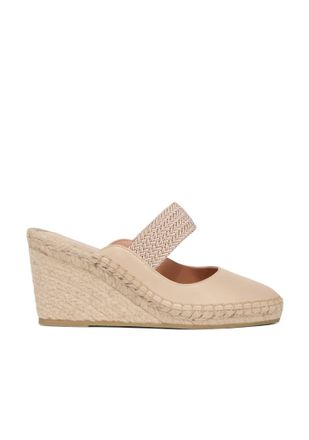Malone Souliers Womens Siena 70 Wedges In Buff/ Beige
