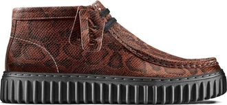 Clarks snake print torhill hi lace-up shoes - Marrone