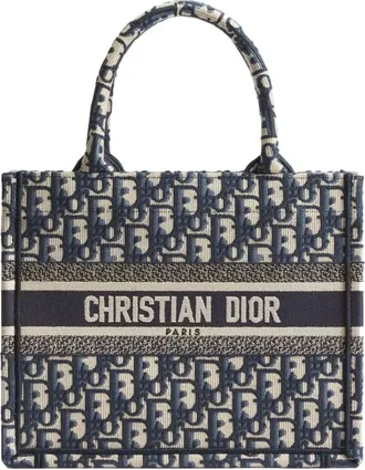 Dior Kleine Book Tote - Dames - Tassen - Blauw - Maat: ONE Size Katoen