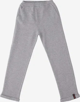 Gucci Girls Cotton Pants With Web Ribbon Grey Trousers