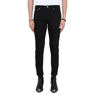 Alexander McQueen Jeans, Heren, Zwart, L, Knoopsluiting Biker Jeans
