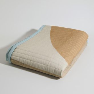 Maisons du monde Colcha de algod&oacute;n tricolor pespunteada y estampada 100x200 cm