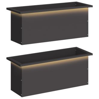 vidaXL Jardinera Para Jard&iacute;n Con Luces Led 2 Uds. Negro Vidaxl