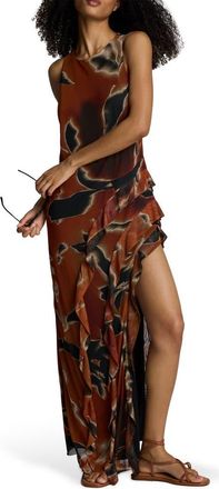 Kenneth Cole Sleeveless Print Maxi Dress in Russet Multi at Nordstrom, Size 12
