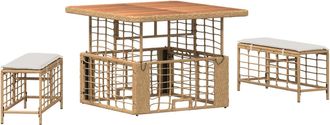 vidaXL Conjunto De Comedor De Jard&iacute;n 3 Uds. Natural Y Vidaxl