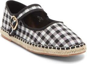 Top Moda Fallon Gingham Mary Jane Flat in Black Canvas at Nordstrom Rack, Size 7.5