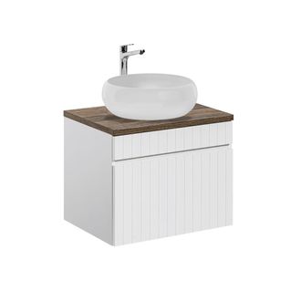 Petits Meubles Mueble lavabo individual redondo 60cm tableros laminados blanco