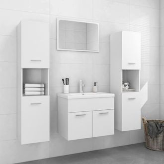 vidaXL Vidaxl - Juego De Muebles De Ba&ntilde;o Madera De Ingenier&iacute;a Blanco
