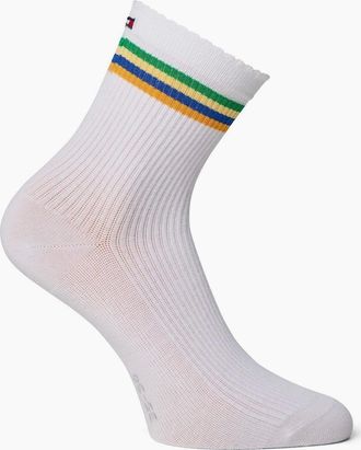 Tommy Hilfiger Womens 2 Pack Short Crew Socks - White - Size: 4/4.5/5/2.5/3/3.5