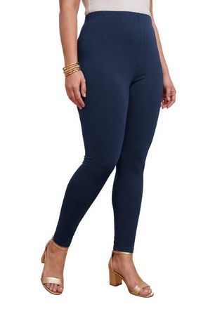 Jessica London Everyday Stretch Cotton Capri Legging in Navy at Nordstrom, Size 36