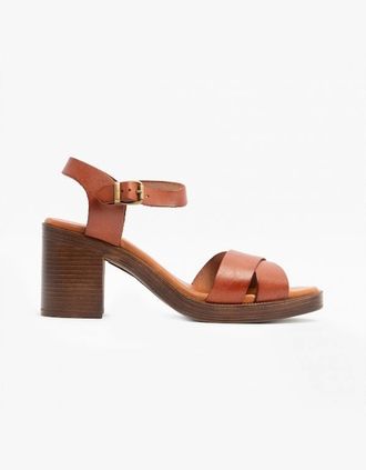 Hush Puppies Womens Hush Puppies GEORGIA Womens Leather Sandals Tan - Brown - Size: 5