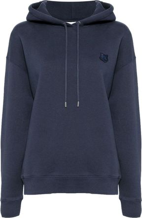Maison Kitsun&eacute; signature fox motif hoodie - women - Cotton - L - Blue