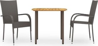 vidaXL Set De Comedor De Jard&iacute;n 3 Pzas Rat&aacute;n Sint&eacute;tico Marr&oacute;n Vidaxl