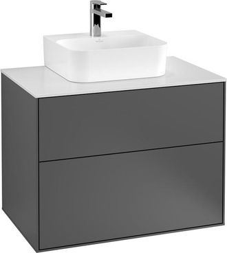 Villeroy & Boch Finion, Mueble Bajo Lavabo, 800 X 603 X 501 Mm, Angular, Con Aplique, Modelo Suspendido, En Madera, Lavabo En El Medio, Iluminaci&oacute;n Led, 2x Led / 4.2w