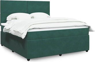 vidaXL Cama Box Spring Con Colch&oacute;n Terciopelo Verde Oscuro 180x200 Cm Vidaxl