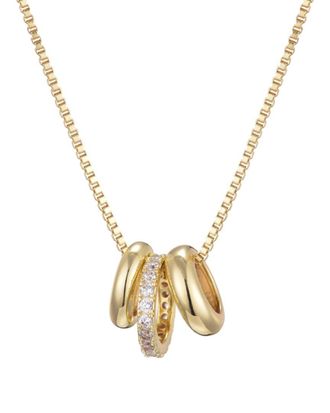 Adornia Adornia 14K Plated Cz 3-Ring Necklace