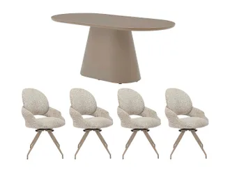 Vente-Unique Set Tavolo + 4 Sedie Tortora E Panna - Valiana