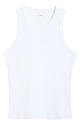 Leset Nando High Neck Cotton Tank in White at Nordstrom, Size X-Large
