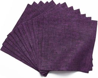 Solino Home Linen Cocktail Napkins Set of 12, 6 x 6 Inch for Dining Table, Holiday and Everyday Table Decor - Athena in Grape at Nordstrom, Size Small