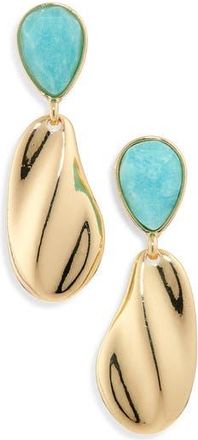 Nordstrom Rack Semiprecious Stone Molten Teardrop Earrings in Turquoise- Gold at Nordstrom Rack