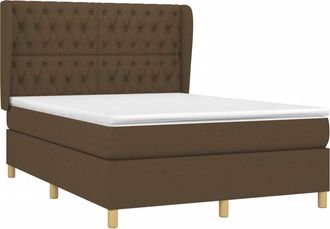 vidaXL Vidaxl - Cama Box Spring Con Colch&oacute;n Tela Marr&oacute;n Oscuro 140x190 Cm
