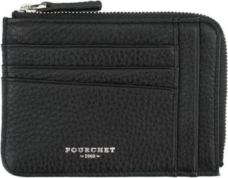 Pourchet Chris Kaarthouder met Rits - Heren - Portefeuilles - Zwart - ONE Size - Leer - Accessoires