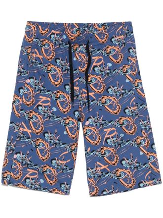 A.P.C. abstract-print deck shorts - Blue